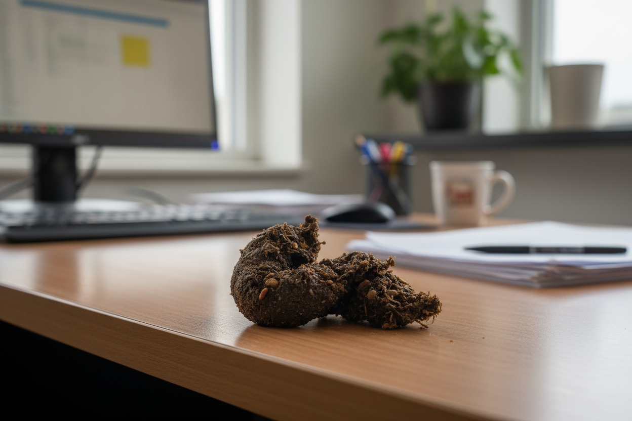 dog turd on a desk